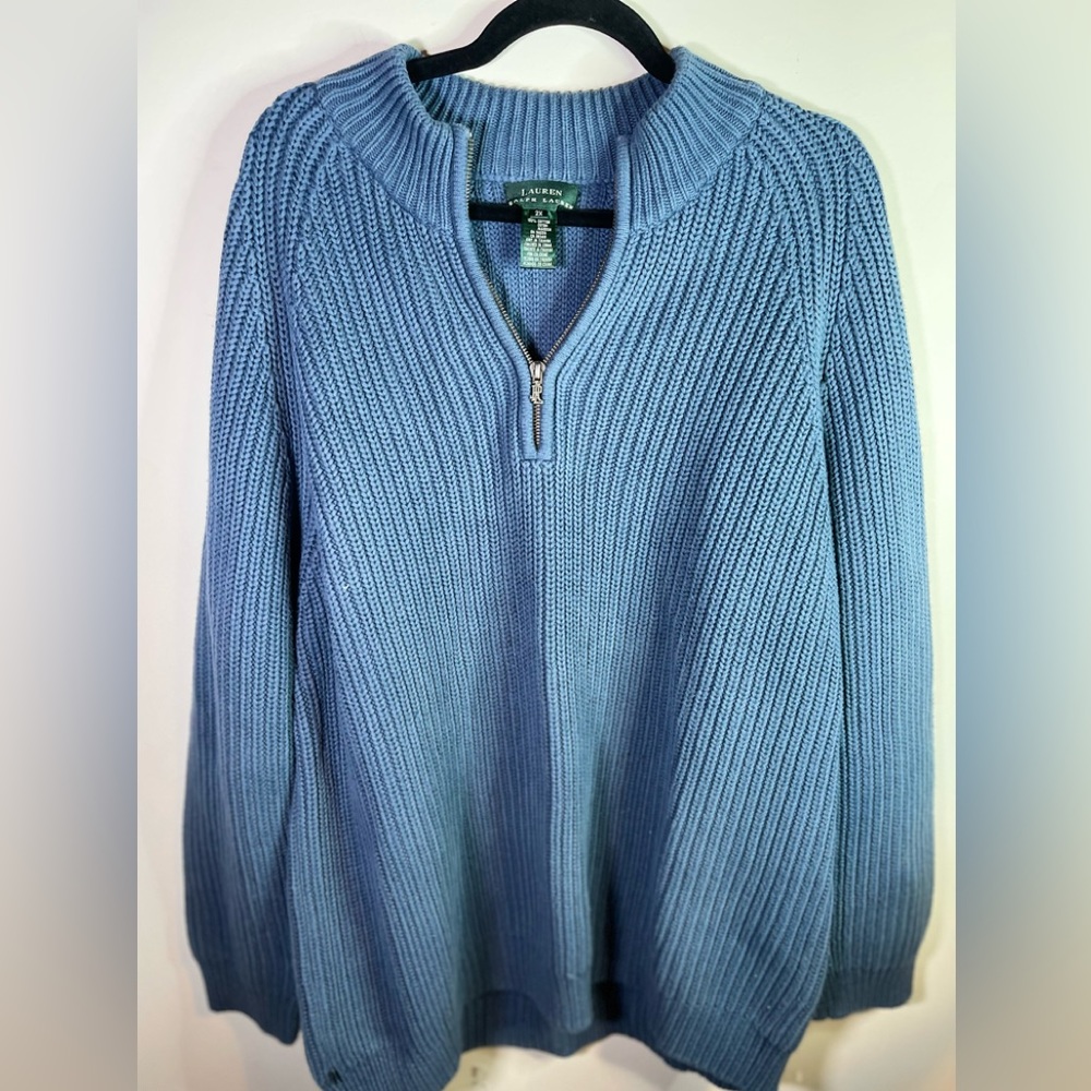 Women’s Blue Ralph Lauren Polo 1/4 Zip Pullover Sweater 100% Cotton Size Xl